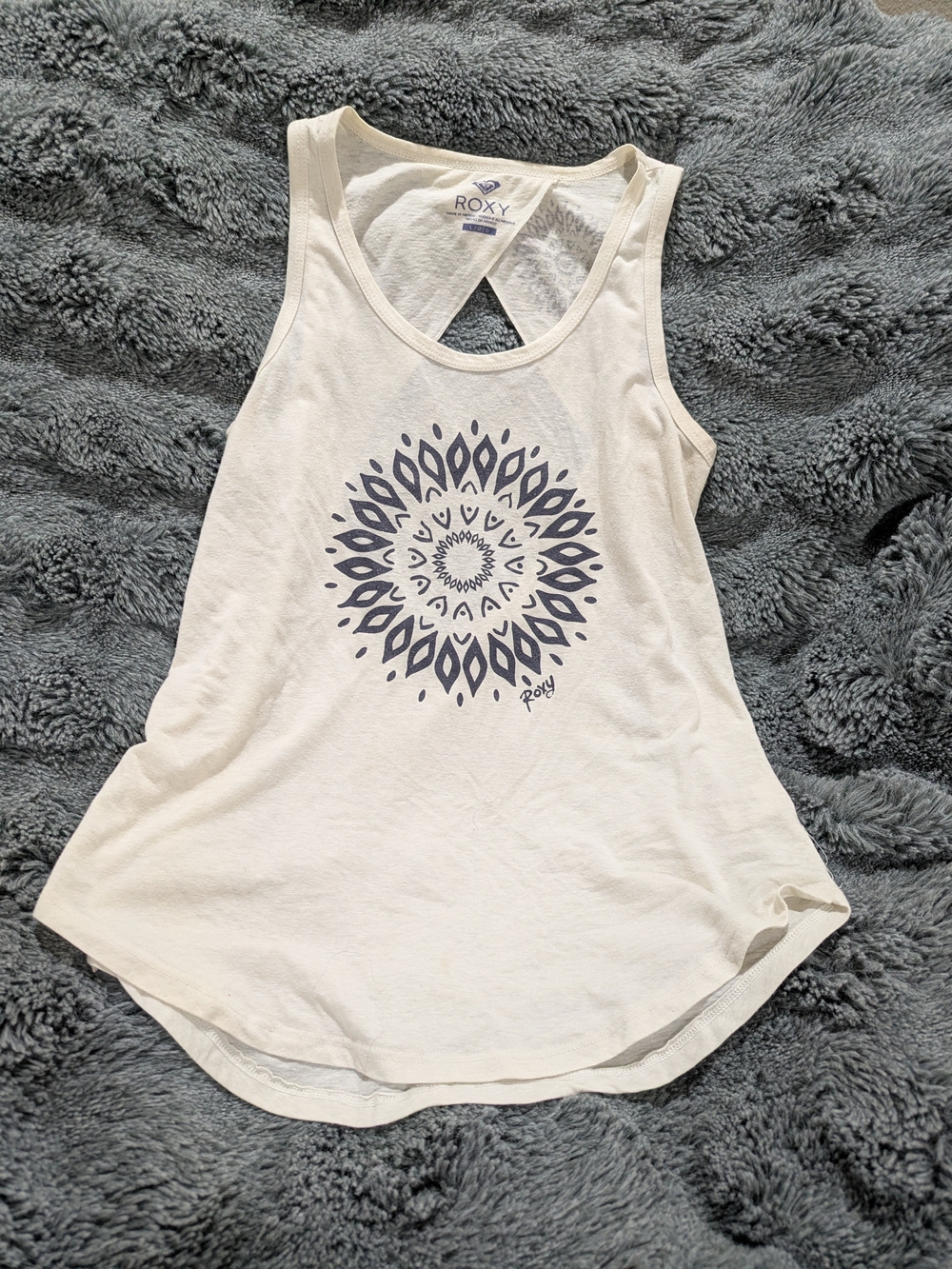 Roxy Cream Mandala Graphic Open Back Tank Top – Women's Large (L)